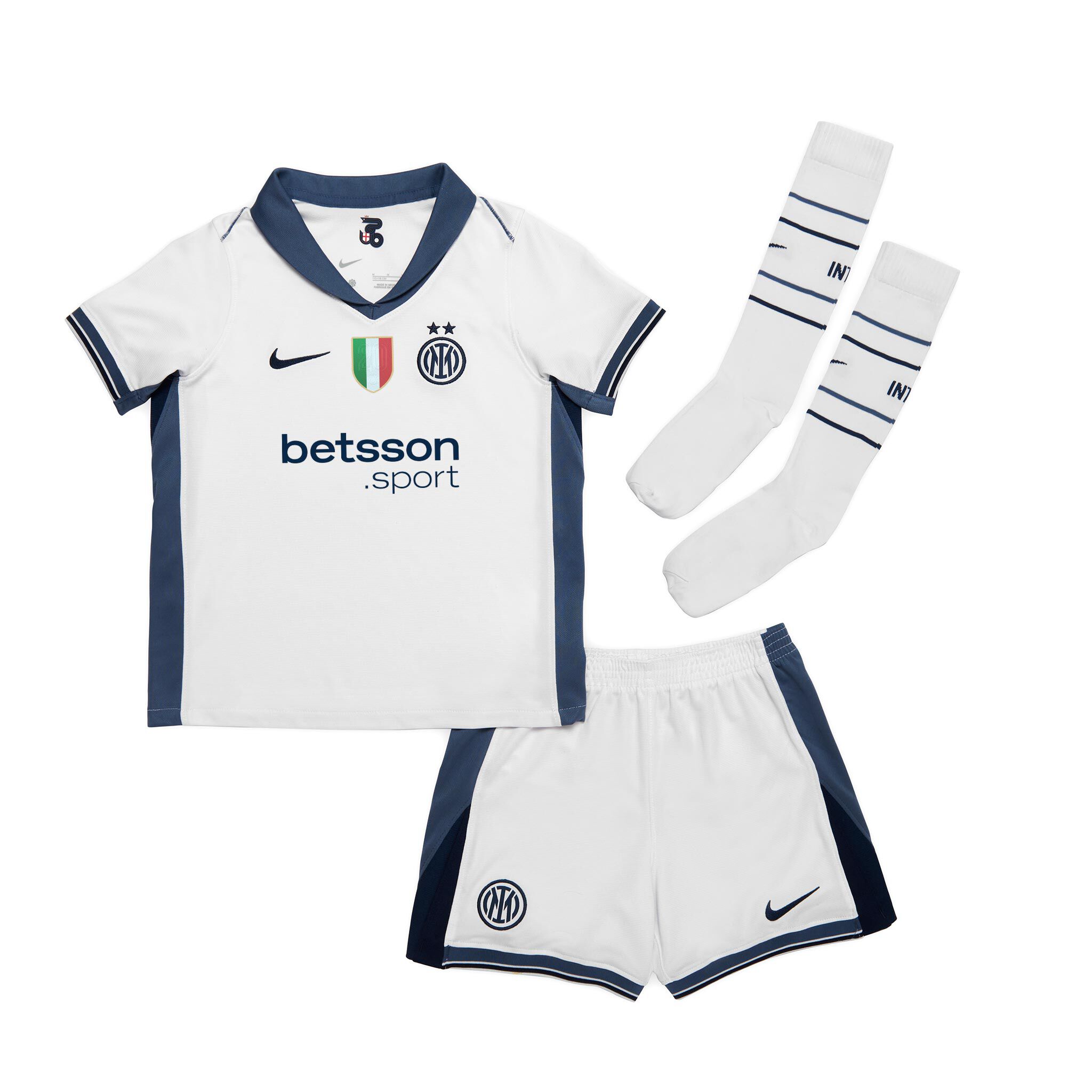 Explore im nike kids minikit away 202425 with custom printing Inter Kits Collection | Top Fan Gear